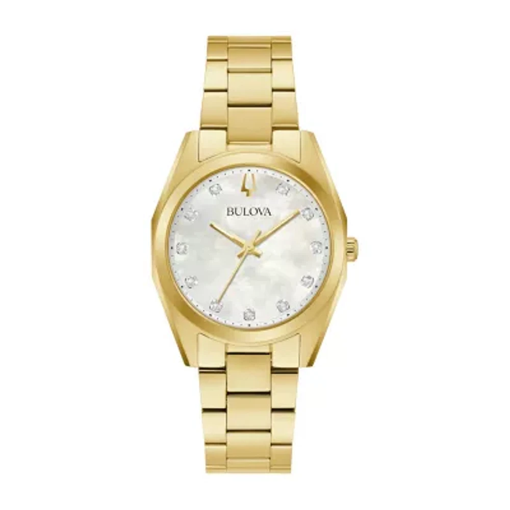 Bulova Surveyor Womens Gold Tone Stainless Steel Bracelet Watch 97p172