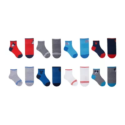 Little & Big Boys 8 Pair Mickey Mouse Quarter Ankle Socks