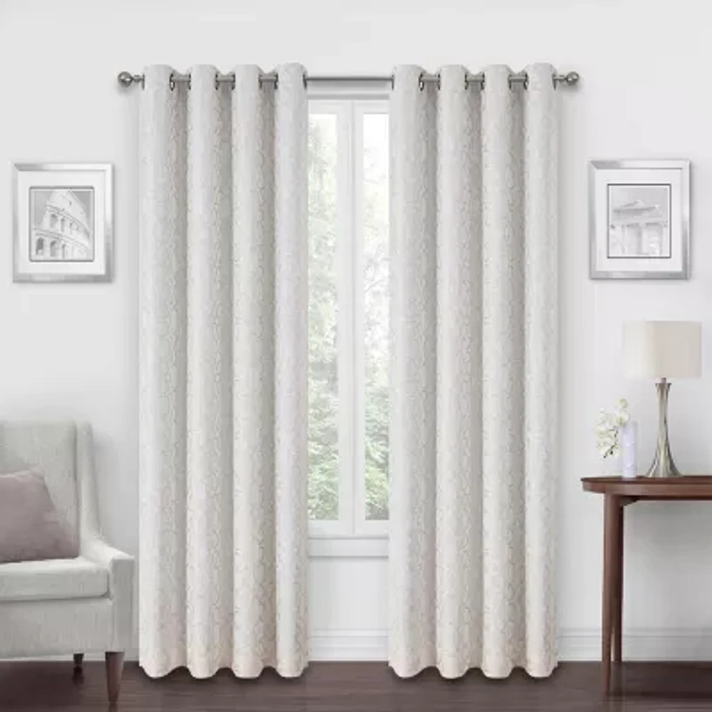 Max Blackout Campbell Geo Jacquard Energy Saving 100% Grommet Top Single Curtain Panel