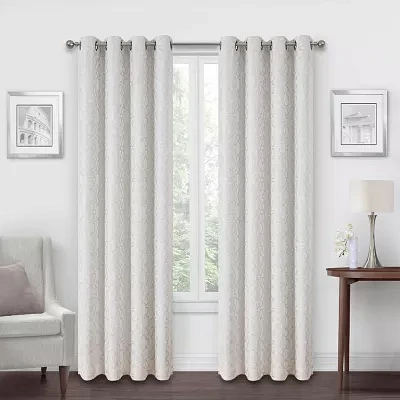 Max Blackout Campbell Geo Jacquard Grommet Top Energy Saving 100% Single Curtain Panels