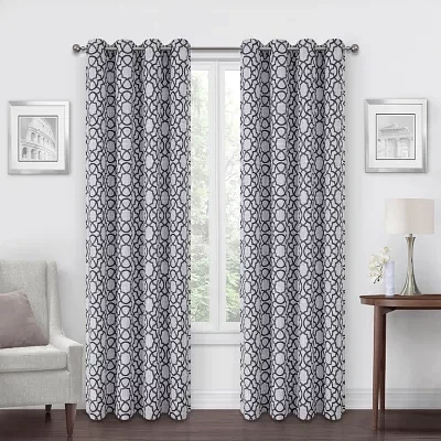 Max Blackout Campbell Geo Jacquard Grommet Top Energy Saving 100% Single Curtain Panels