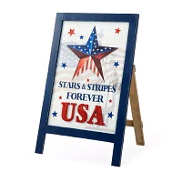 Glitzhome Americana Wooden Easel Christmas Porch Sign