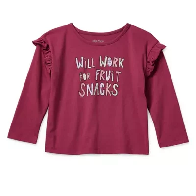 Okie Dokie Toddler & Little Girls Round Neck Long Sleeve Graphic T-Shirt