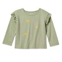 Okie Dokie Toddler & Little Girls Round Neck Long Sleeve Graphic T-Shirt