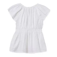 Thereabouts Little & Big Girls Y Neck Short Sleeve Blouse