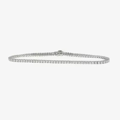 (E-F / Vs2) 3 CT. T.W. Lab Grown White Diamond Sterling Silver 7 Inch Tennis Bracelet