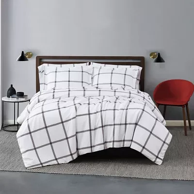 Truly Soft Printed Windowpane Duvet Cover Set