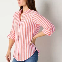 St. John's Bay Womens Long Sleeve Regular Fit Button-Down Shirt