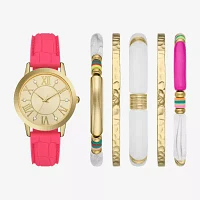 Womens Crystal Accent Pink 6-pc. Watch Boxed Set Fmdjset726