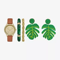 Womens Crystal Accent Brown 5-pc. Watch Boxed Set Fmdjset727