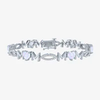 Lab Created White Opal Sterling Silver 7.5 Inch Tennis Bracelet