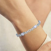 Lab Created White Opal Sterling Silver 7.5 Inch Tennis Bracelet