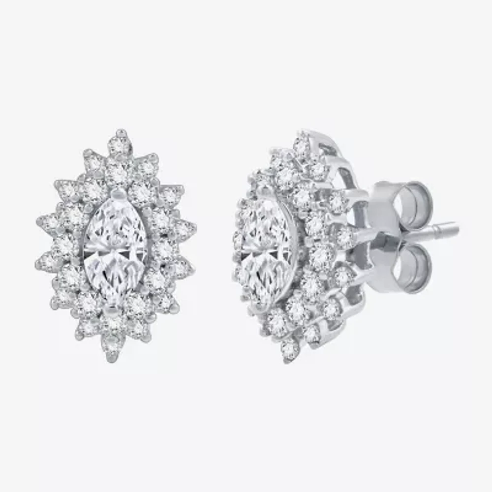 (G, Si1-Si2) 1 CT. T.W. Lab Grown White Diamond 10K White Gold 12.4mm Marquise Stud Earrings