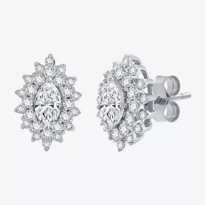 (G, Si1-Si2) 1 CT. T.W. Lab Grown White Diamond 10K White Gold 12.4mm Marquise Stud Earrings