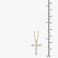 (G Womens 1 CT. T.W. Lab Grown White Diamond 10K Gold Cross Pendant Necklaces