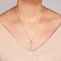 (G Womens 1 CT. T.W. Lab Grown White Diamond 10K Gold Cross Pendant Necklaces