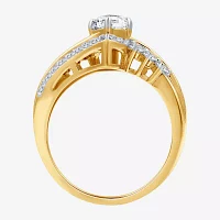 (G, Si1-Si2) Womens 2 CT. T.W. Lab Grown White Diamond 10K Gold Marquise Side Stone Cocktail Ring