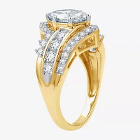 (G, Si1-Si2) Womens 2 CT. T.W. Lab Grown White Diamond 10K Gold Marquise Side Stone Cocktail Ring