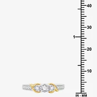 H-I / I1) Womens / CT. T.W. Lab Grown White Diamond 14K Gold Over Silver Sterling Side Stone Engagement Ring