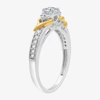 H-I / I1) Womens / CT. T.W. Lab Grown White Diamond 14K Gold Over Silver Sterling Side Stone Engagement Ring