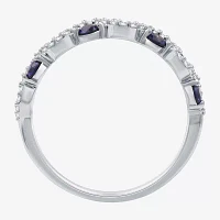 I Said Yes (H-I/I1) 1/8 CT. T.W. Lab Created Blue Sapphire Sterling Silver Wedding Band