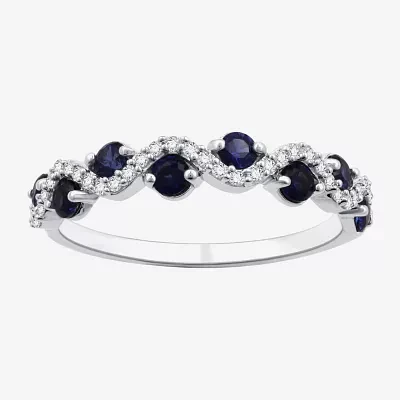 I Said Yes (H-I/I1) 1/8 CT. T.W. Lab Created Blue Sapphire Sterling Silver Wedding Band