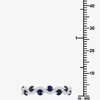 I Said Yes (H-I/I1) 1/8 CT. T.W. Lab Created Blue Sapphire Sterling Silver Wedding Band