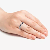 I Said Yes (H-I/I1) 1/8 CT. T.W. Lab Created Blue Sapphire Sterling Silver Wedding Band