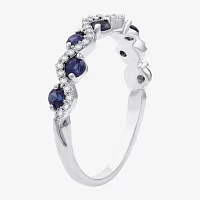 I Said Yes (H-I/I1) 1/8 CT. T.W. Lab Created Blue Sapphire Sterling Silver Wedding Band
