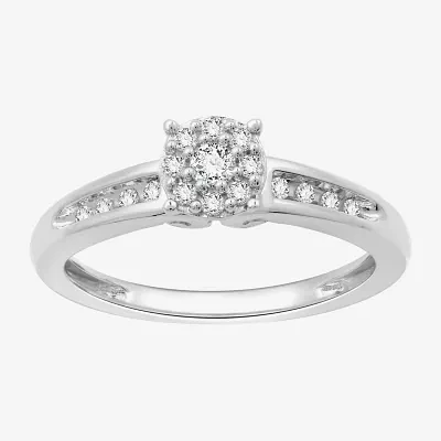 (H-I / I1) Womens 1/5 CT. Lab Grown White Diamond Sterling Silver Round Side Stone Engagement Ring