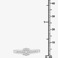 (H-I / I1) Womens 1/5 CT. Lab Grown White Diamond Sterling Silver Round Side Stone Engagement Ring