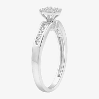 (H-I / I1) Womens 1/5 CT. Lab Grown White Diamond Sterling Silver Round Side Stone Engagement Ring