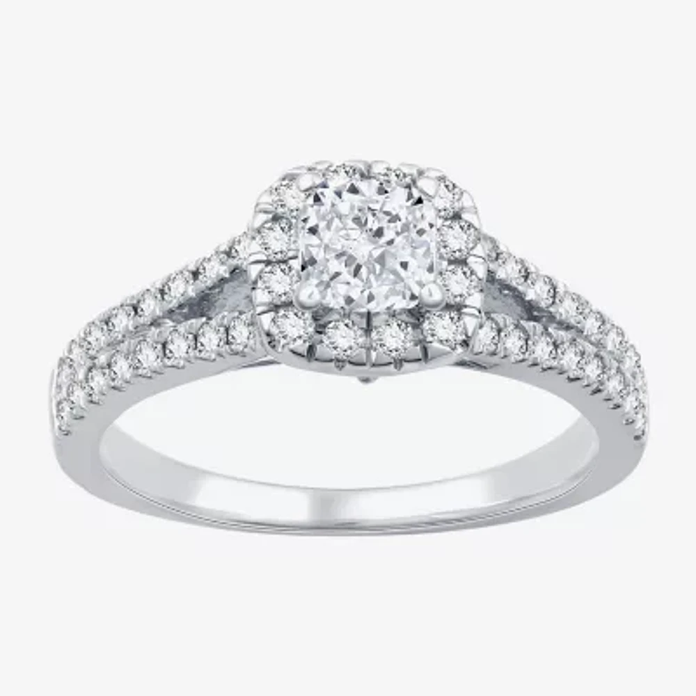 I Said Yes (H-I / I1) Womens 1/ CT. T.W. Lab Grown White Diamond Sterling Silver Side Stone Engagement Ring