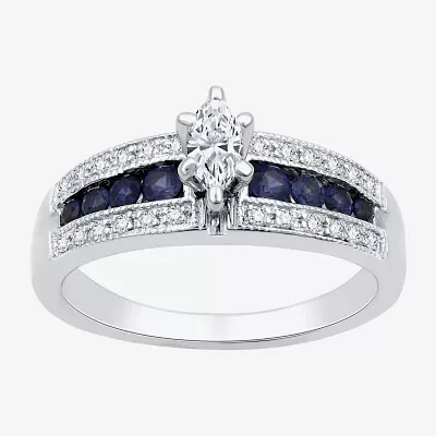 I Said Yes (H-I / I1) Womens 1/3 CT. T.W. Lab Grown White Diamond Sterling Silver Side Stone Engagement Ring