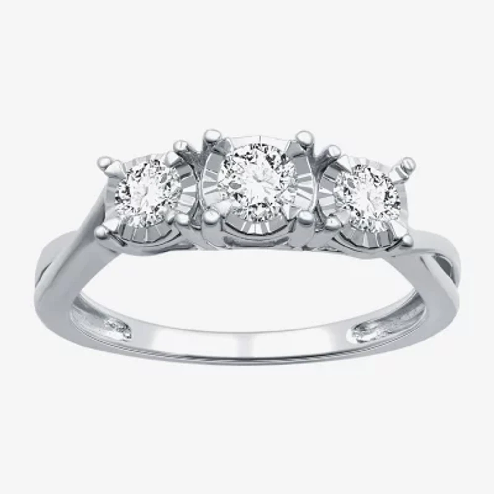 I Said Yes (H-I / I1) Womens 1 CT. T.W. Lab Grown White Diamond Sterling Silver 3-Stone Engagement Ring