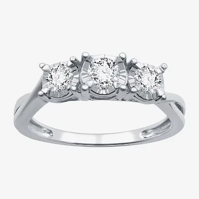 I Said Yes (H-I / I1) Womens 1 CT. T.W. Lab Grown White Diamond Sterling Silver 3-Stone Engagement Ring
