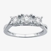 I Said Yes (H-I / I1) Womens 1 CT. T.W. Lab Grown White Diamond Sterling Silver 3-Stone Engagement Ring