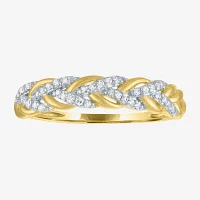 (G-H / Si2-I1) 1/10 CT. T.W. Lab Grown White Diamond 10K Gold Band
