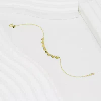 10K Gold 7.25 Inch Solid Link Heart Link Bracelet