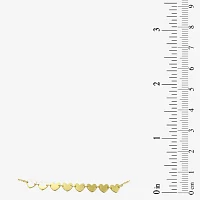 10K Gold 7.25 Inch Solid Link Heart Link Bracelet