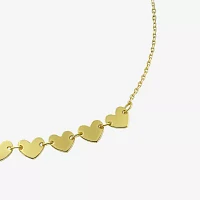 10K Gold 7.25 Inch Solid Link Heart Link Bracelet