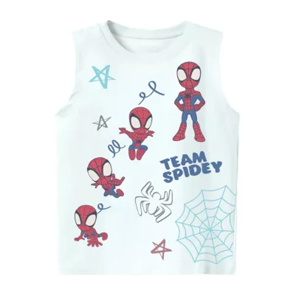 Toddler Boys Crew Neck Spiderman Tank Top