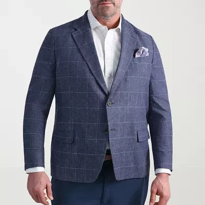 Haggar Mens Big and Tall Windowpane Classic Fit Sport Coat