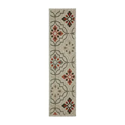 Covington Home Long Island Floral Lattice 22" X 90" Indoor Outdoor Rectangular Runner