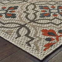 Covington Home Long Island Floral Lattice 22" X 90" Indoor Outdoor Rectangular Runner