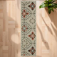 Covington Home Long Island Floral Lattice 22" X 90" Indoor Outdoor Rectangular Runner