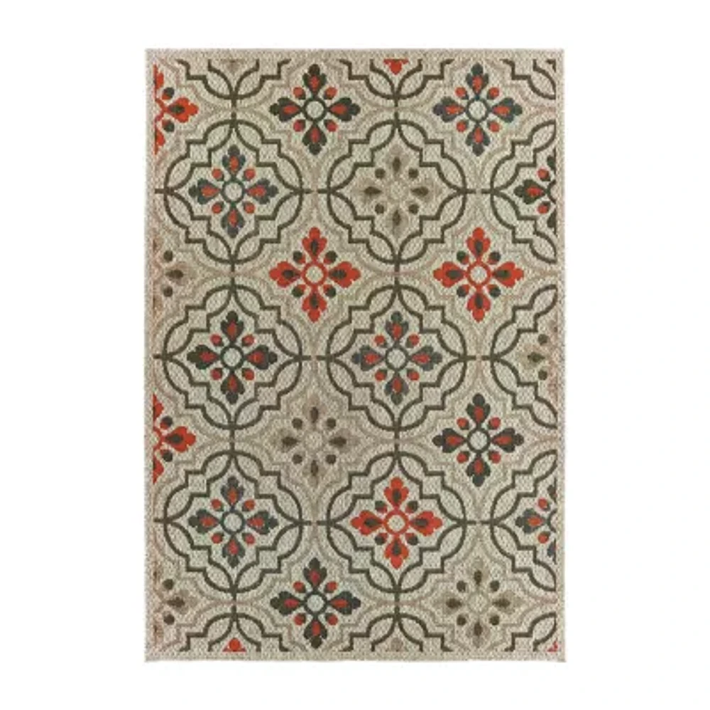 Covington Home Long Island Floral Lattice 39" X 60" Indoor Outdoor Rectangular Accent Rug