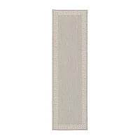 Covington Home Pamplona Greek Key Border 22" X 87" Indoor Outdoor Rectangular Runner