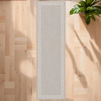 Covington Home Pamplona Greek Key Border 22" X 87" Indoor Outdoor Rectangular Runner