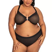 Curvy Couture Sheer Mesh Front Close Racerback Bra-1618